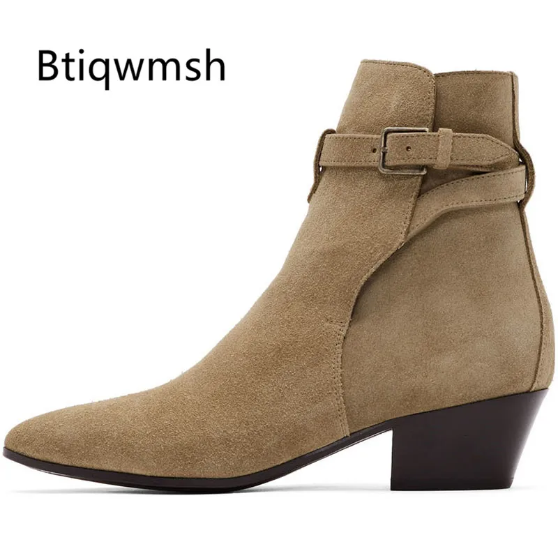 

2019 Army Green Suede Ankle Boots Women Pointed Toe Ankle Strap Low Heels Wedges Shoes Woman Fashion Fashion Military Boots