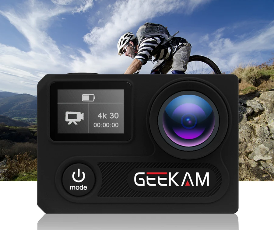 GEEKAM Ультра HD Водонепроницаемая 4K видео экшн-камера 170 градусов 2,0 двойной экран 1080p 60fps WiFi экшн Спортивная камера H8RS