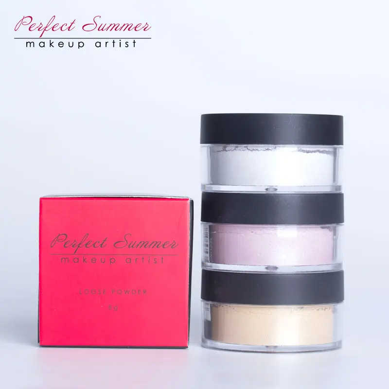 

Perfect Summer Professional Minerals Loose Powder with Puff Waterproof Shimmer Powder Brighten Face Make Up Smooth Flawless