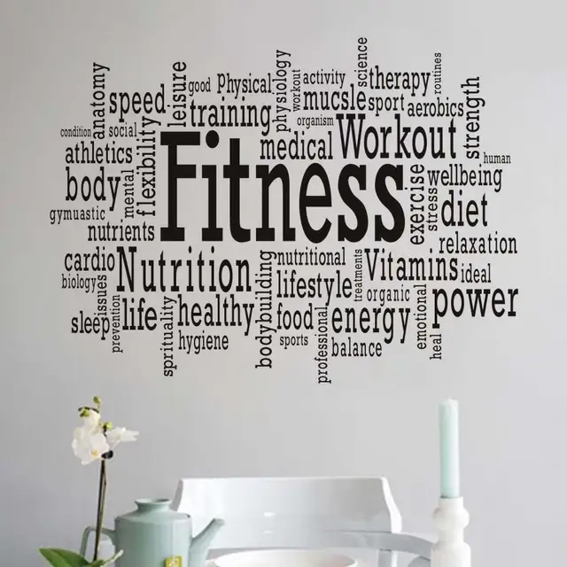online shop sport gym words fitness motivation wall decals vinyl art words for fitness