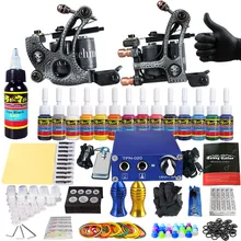 Новинка! Профессиональный Набор татуировок, машинка высокого качества, машина для нанесения 10 катушек, 14 чернил, пигментные TK203-27 с катушками