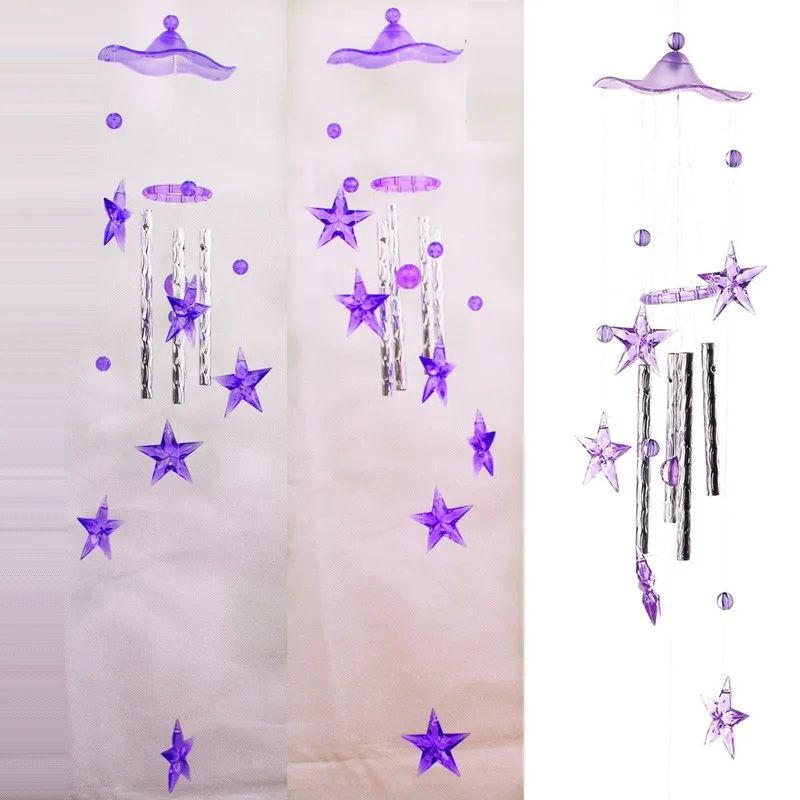 Звезды пластиковые хрустальные 4 металлические трубки Windchime Wind Chime домашний декор для сада#76473
