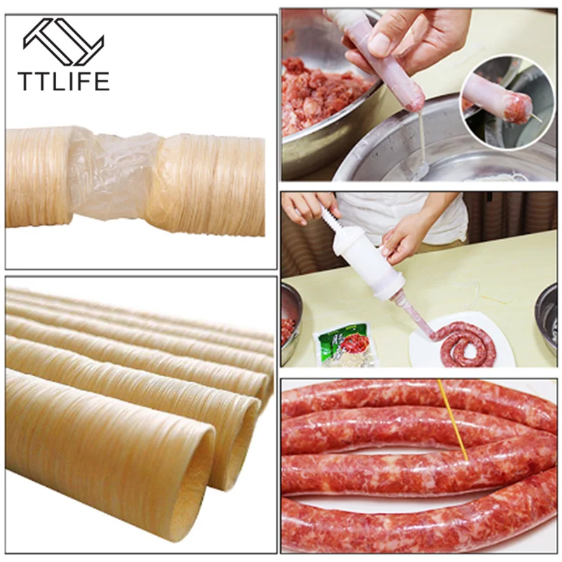 

TTLIFE 26mm Roast Sausage Dried Sausage Skin Sausage Hot Dog Collagen Casing Shell Collagen Protein Casings Sausage Ham Tool