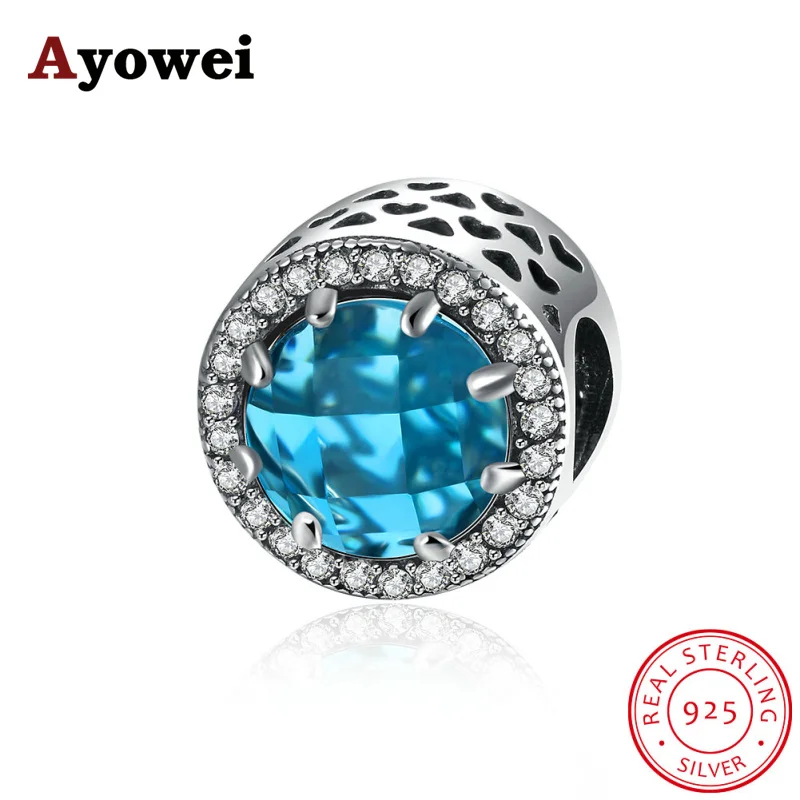 

Women fashion round zircon Blue 925 silver necklace pendant for women DIY jewelry SP29A