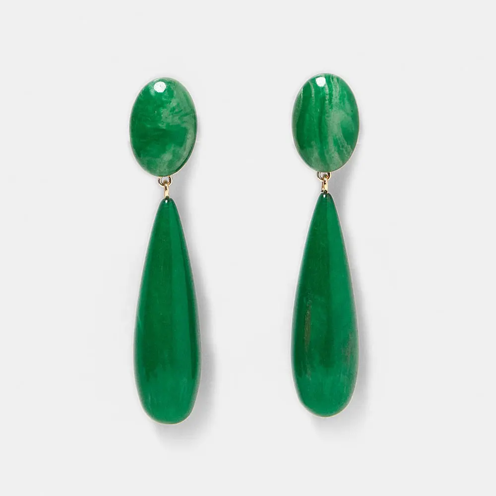 Бренд Girlgo ZA, зеленые серьги-капли для женщин, модные серьги макси с эмалью, серьги в богемном стиле с кристаллами, висячие серьги, ювелирные изделия - Окраска металла: green