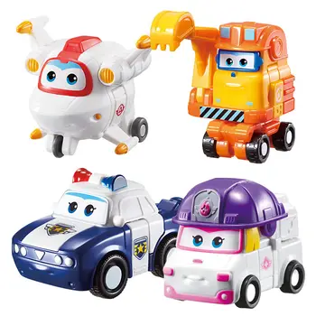 

Newest 4pcs/set Mini Super Wings Deformation Mini Airplane ABS Robot toy Action Figures Super Wing ZOEY/SCOOP Transformation toy