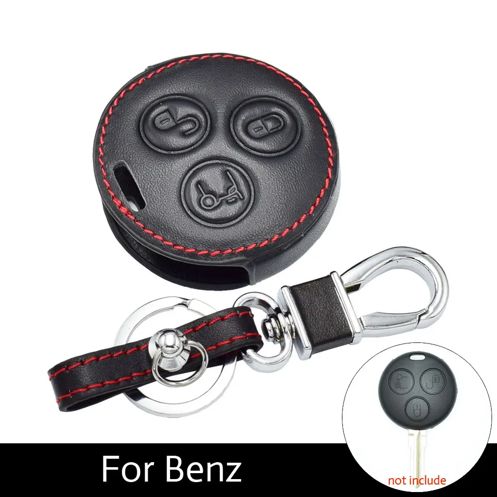Leather Car Key Case Keychain Remote Fobs Cover For Mercedes Benz SMART
