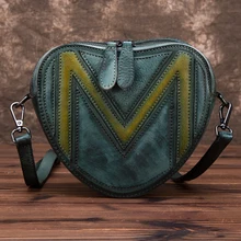 Женская сумка из натуральной кожи, сумка-тоут, сумка через плечо в стиле ретро, сумка для отдыха, маленькая сумка-мессенджер на плечо с верхней ручкой, сумка в форме сердца