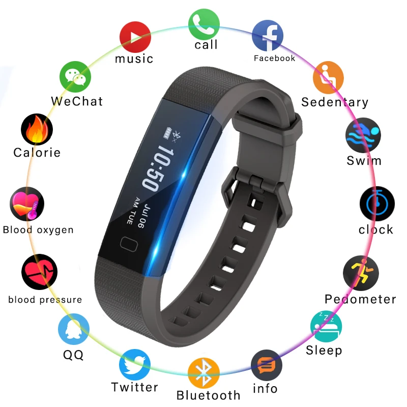 

2019BANGWEI Men's and Women's Fitness Smart Watch Pedometer Blood Pressure Heart Rate Monitor Sleep Tracker IP67 Sports Bracelet