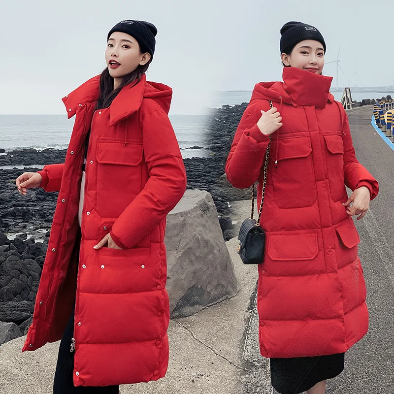 S-3XL autumn winter Women Plus size Fashion cotton Down jacket hoodie long Parkas warm Jackets Female winter coat clothes
