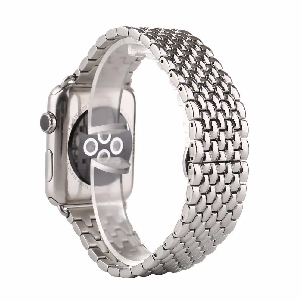 Prix pour Noir argent or rose inoxydable montre en acier de courroie de bande pour apple watch 42mm 7 perle en métal hommes montre-bracelet bracelet i181. Prix pour Noir argent or rose inoxydable montre en acier de courroie de bande pour apple watch 42mm 7 perle en métal hommes montre-bracelet bracelet i181.