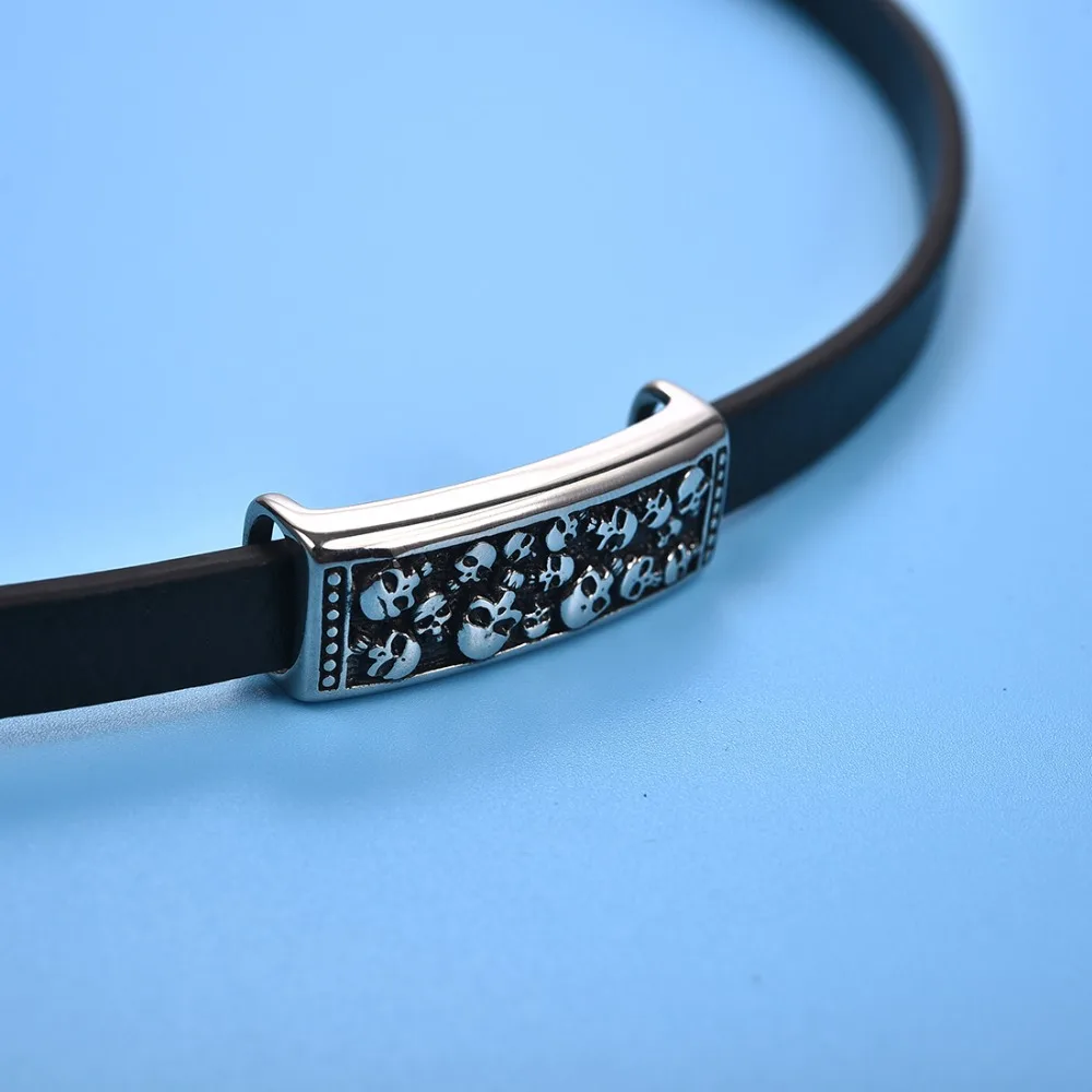 Vintage Stainless Steel Skull Tube Beads Slide Charms Accessory (3)