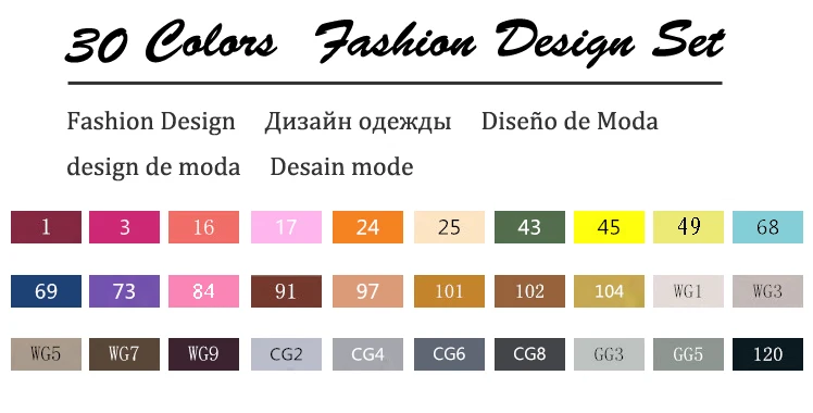 30 Fashion Set TOUCHFIVE 80 цветов Рисование маркер графическая анимация манга эскиз Touchfive маркеры на спиртовой основе набор для художников маркер поставляющий - Цвет: 30 Fashion Set