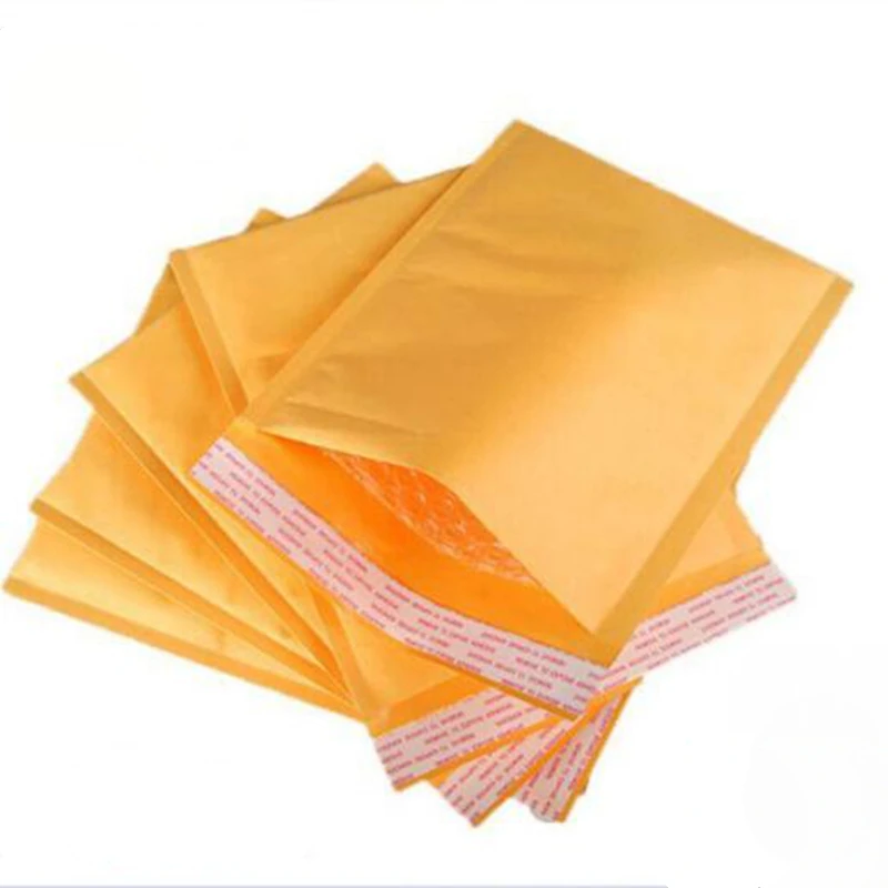 2Pcs/lot 11*13cm New Yellow Kraft Bubble Envelope Poly Mailer Craft