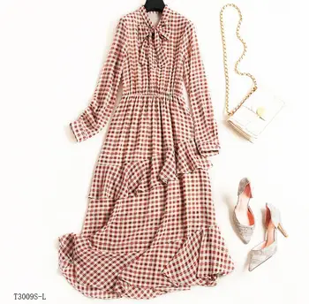 

European style 2019 New arrivals Spring winter fashion women clothes temperament slim patchwork vintage dress T3009