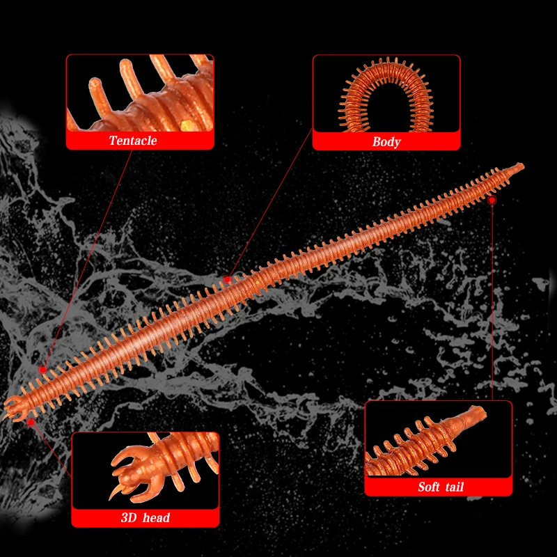 SEAPESCA искусственная сороконожка силиконовая приманка 1.8g13.8cm реалистичные щупальца черви морские дождевые черви Мягкая приманка кривошипная рыболовная приманка ZB6