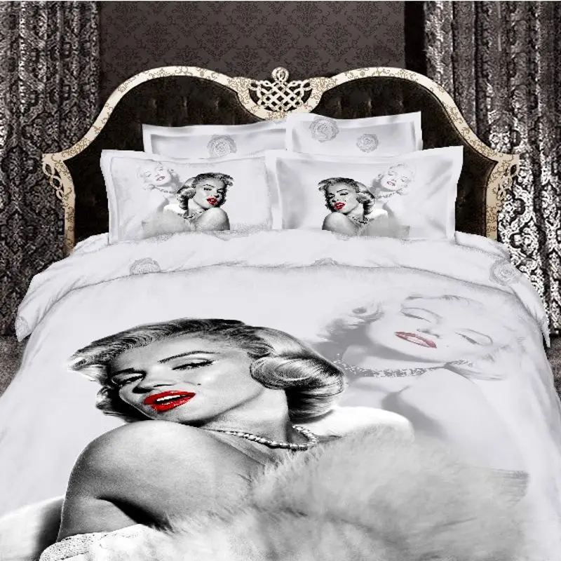 

3D marilyn monroe bedding set queen size 100% cotton Michael Jackson US/UK flag print duvet cover bedclothes bed sheet cotton