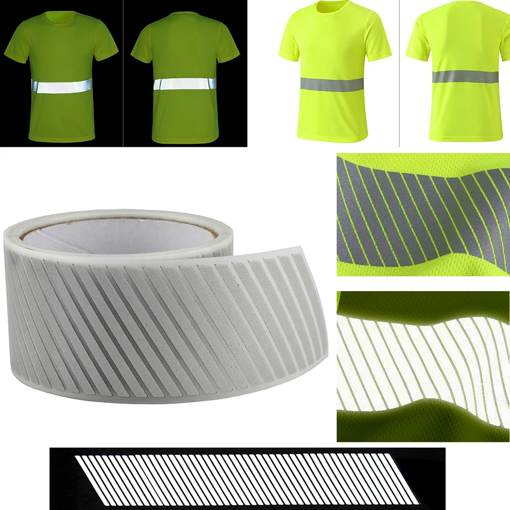 

50mm ( 2" ) DIY Silver Reflective Safety Warning Tape Fabric Heat Transfer Vinyl Film Iron On For Clothes Pants Bag M02
