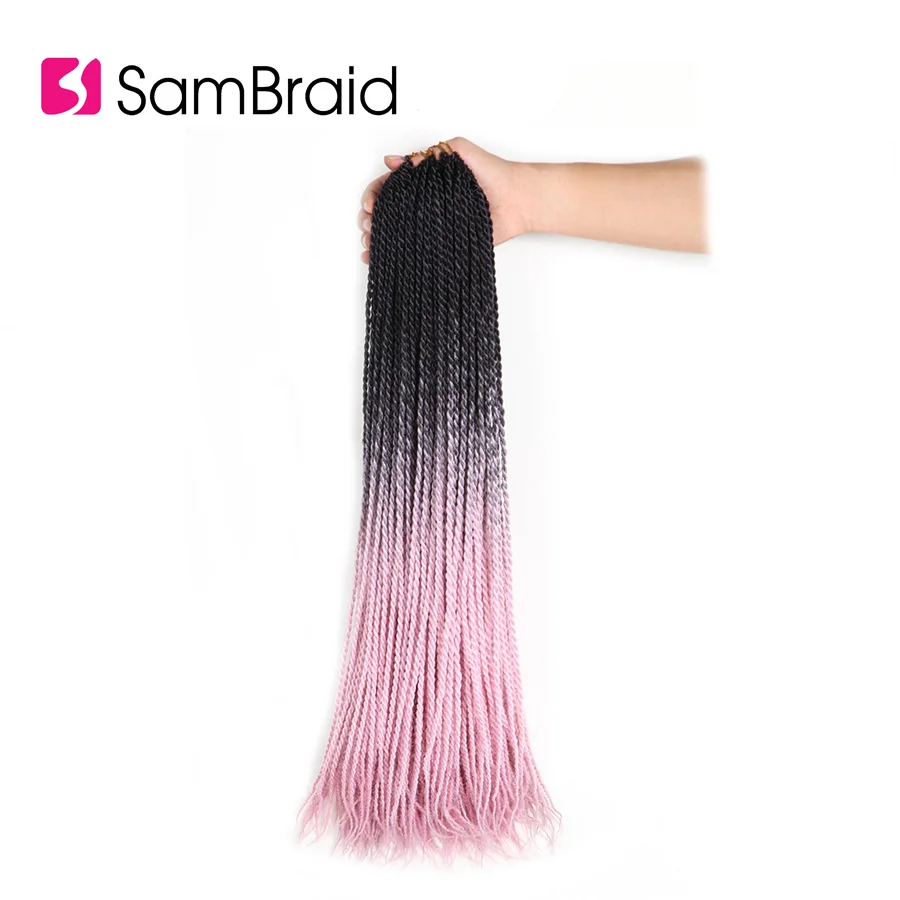 

SAMBRAID Senegalese Twist Crochet Braid Hair 24 Inch 30 Roots/pack Synthetic Braiding Hair Extension For Women 14 Colors