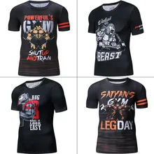 Мужская спортивная одежда для фитнеса, тренировочный костюм с коротким рукавом, обтягивающий костюм для бега, быстросохнущая футболка, эластичная одежда для йоги