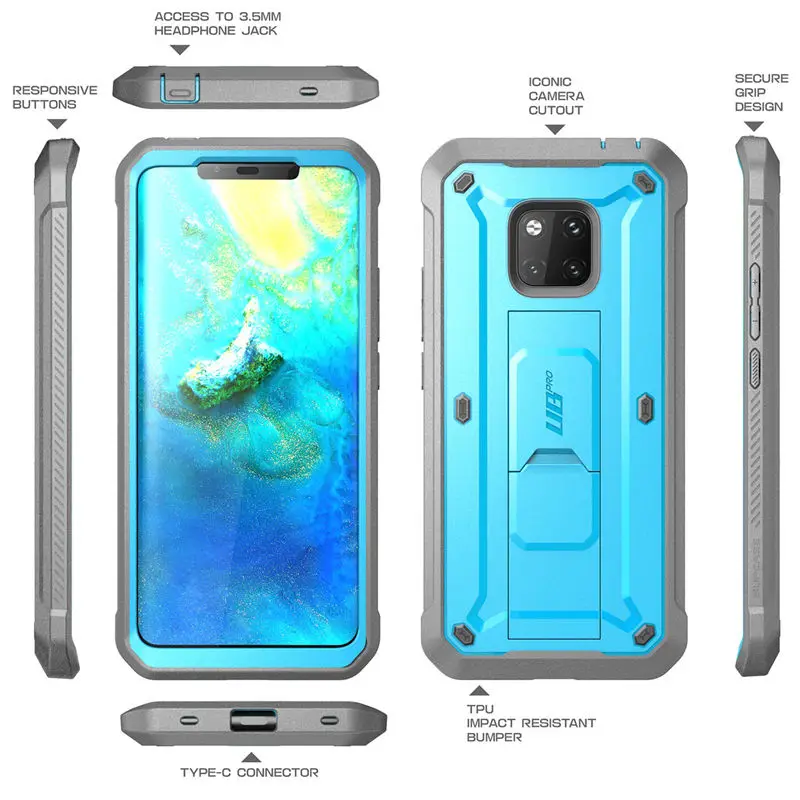 For Huawei Mate 20 Pro Case LYA-L29 SUPCASE UB Pro Heavy Duty Full-Body Rugged Case with Built-in Screen Protector& Kickstand