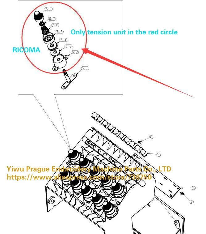 10 шт. блок натяжения Ricoma EM1010 натуральная Ricoma вышивальная машина запасных частей по Иу Прага вышивальная машина Запчасти co., LTD