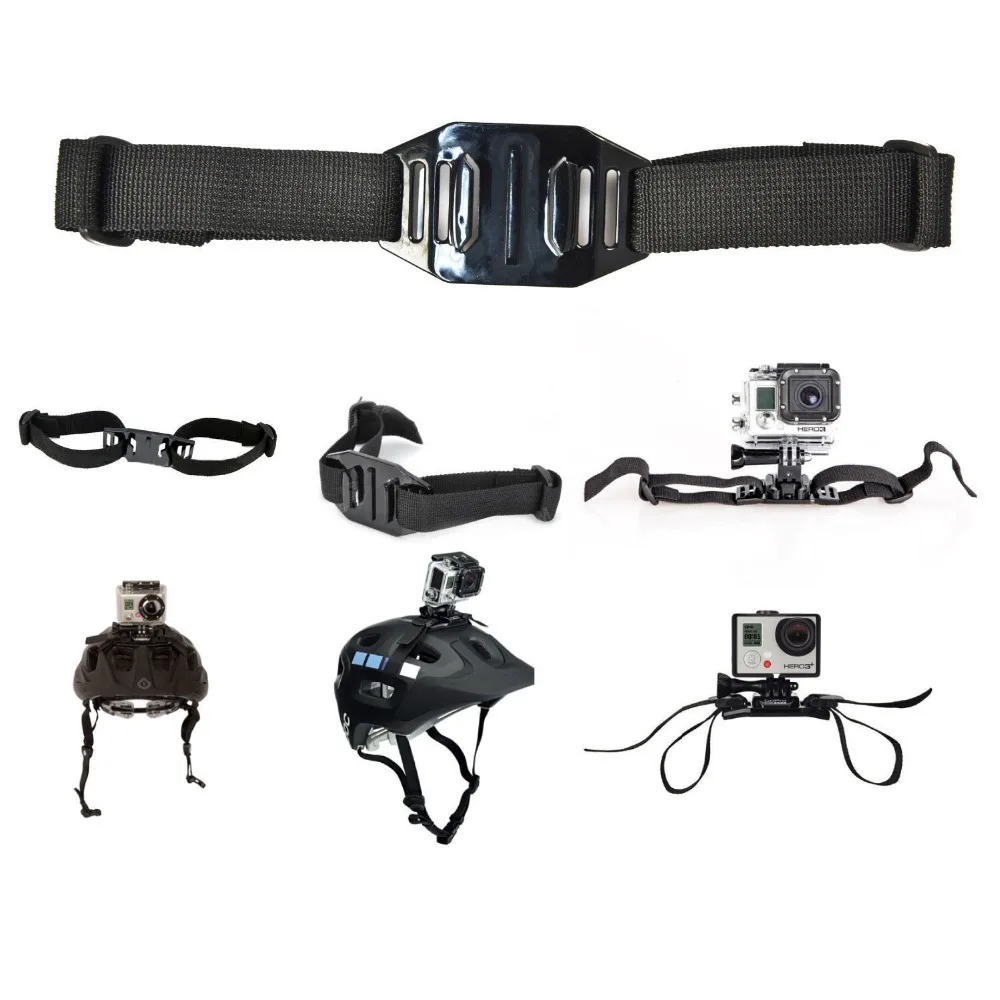 Kopen Nieuwe voor Gopro Accessoire Hoofd Adapter Strap Riem voor Go Pro Mount houder Helm Voor Gopro Hero 5 4 3 + xiaomi yi sjcam Camera