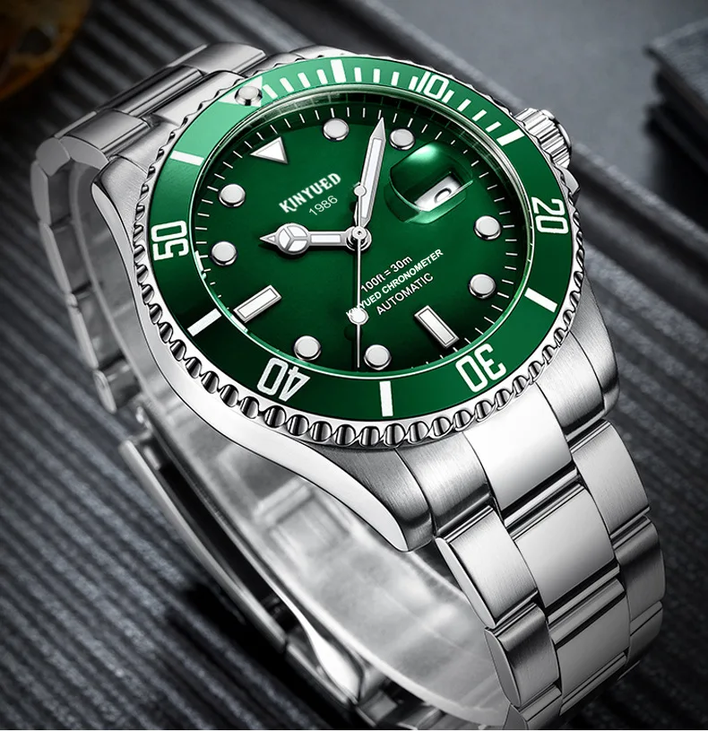 KINYUED Brand Men Mechanical Watch Automatic Role Date Fashione luxury Submariner Clock Male Reloj Hombre Relogio Masculino