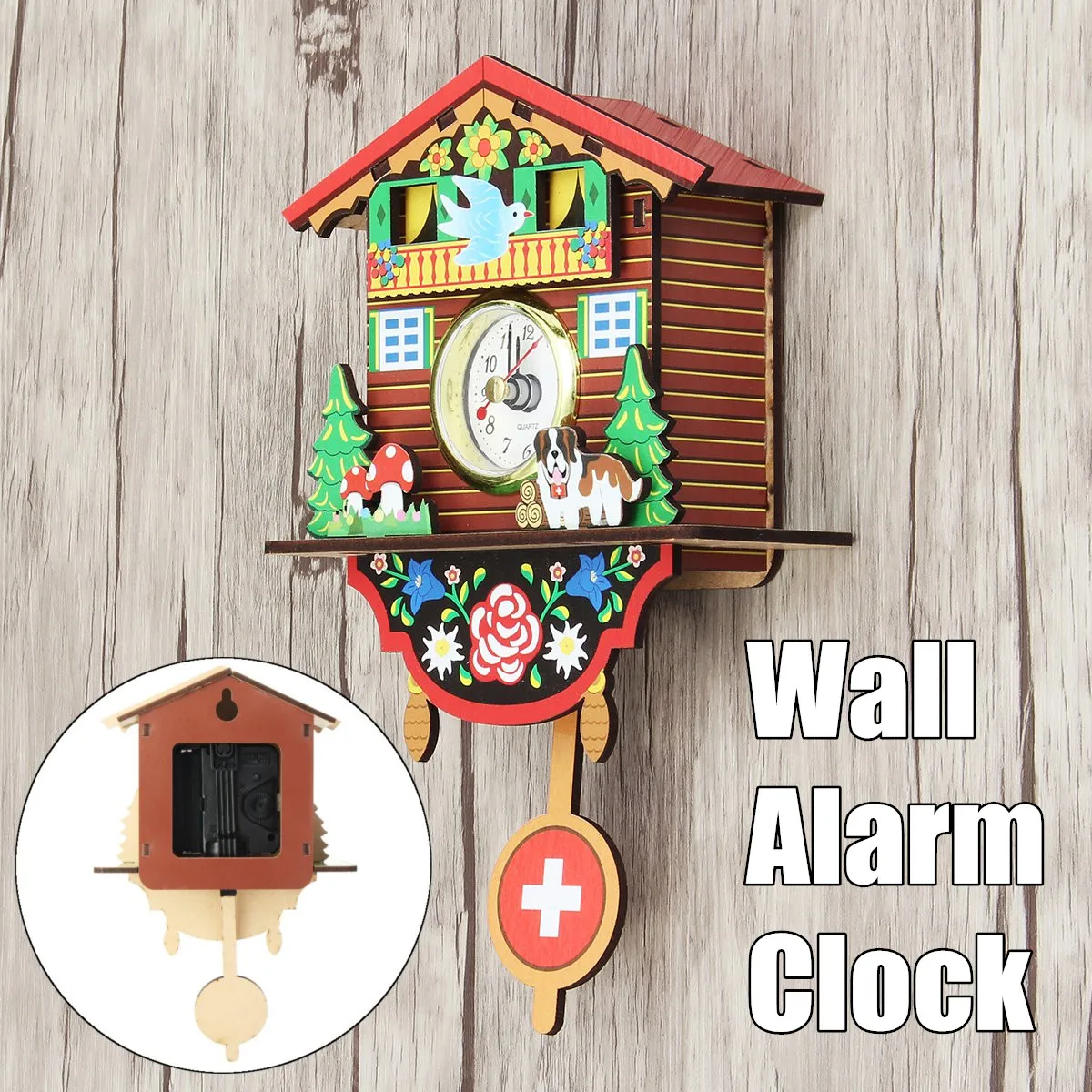 Buy Wall Alarm Cuckoo Clock Wall Hanging Wooden Bell