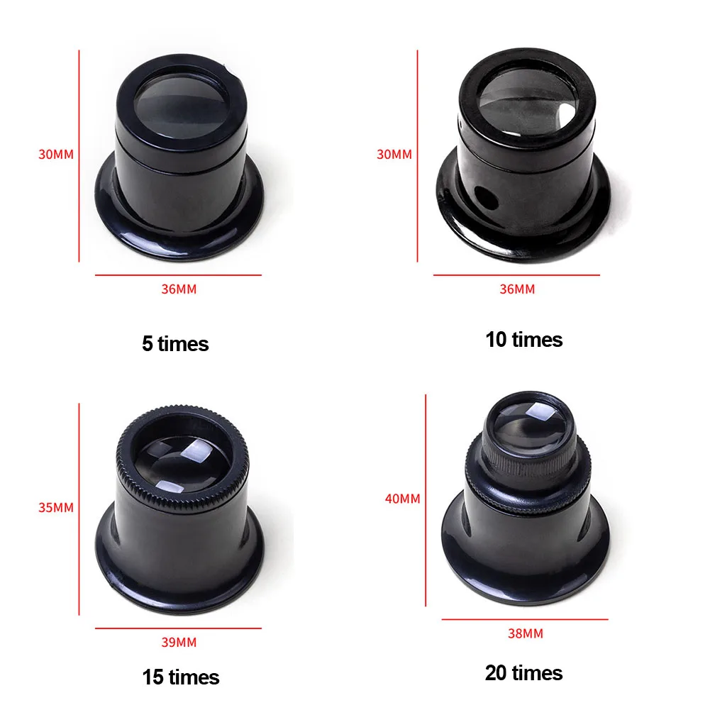 4Pcs Repair Tool Eye Watch Magnifier Loupe Set Plastic Jewelry Lens Kits Monocular Optical Glass