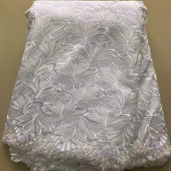 

Latest African Lace Fabric Swiss Voile With Stones Swiss Cotton Lace High Quality 2019 White Lace Fabrics For Wedding HX1245-1