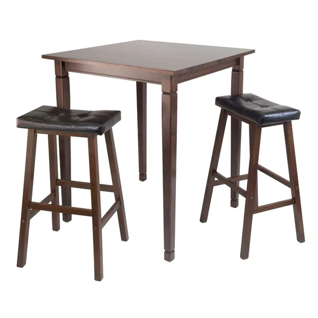 Kingsgate High Pub 3pc Dining Table With Cushioned Saddle Stool By Kingsgate High Pub 3pc Dining Table With Cushioned Saddle Stool By Winsome Woods