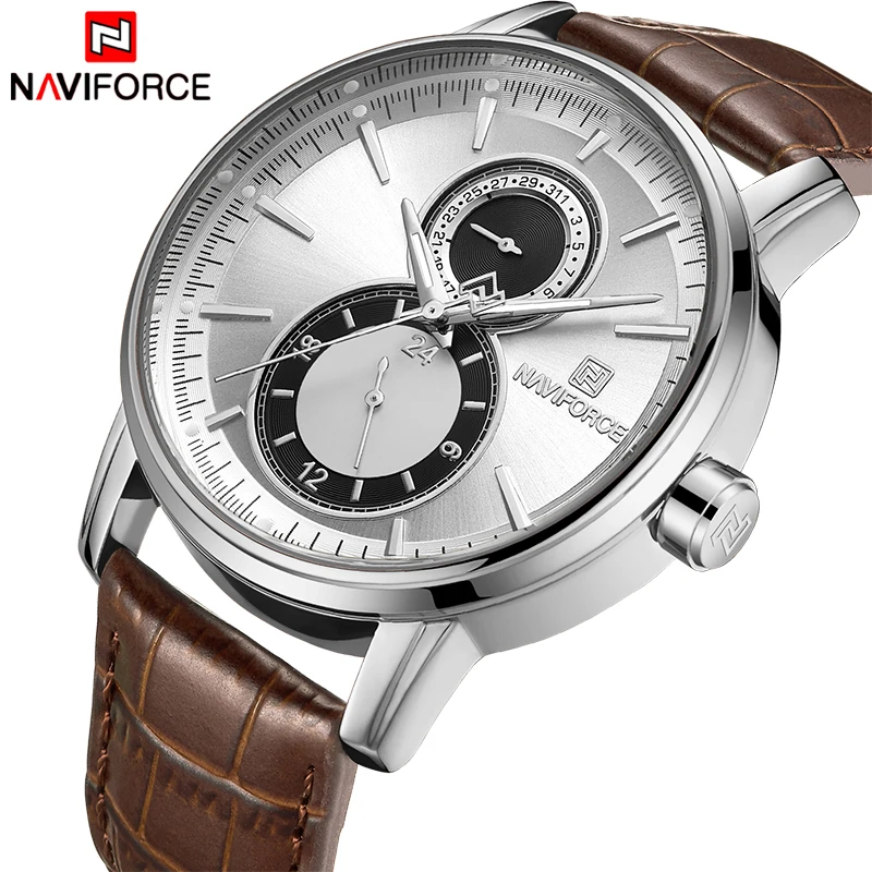 Новинка 2018 мужские часы NAVIFORCE Топ бренд роскошные кварцевые с датой кожаные