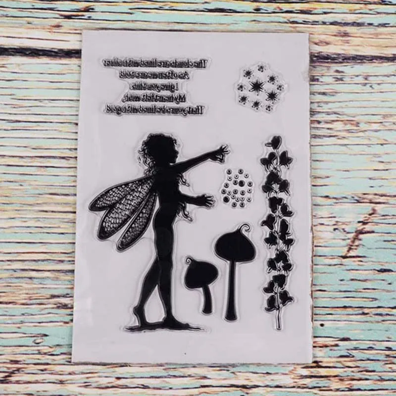 

Fairy and fairy dust Transparent clear stamp for DIY Scrapbooking/Card Making/Kids Christmas Fun Decoration Supplies