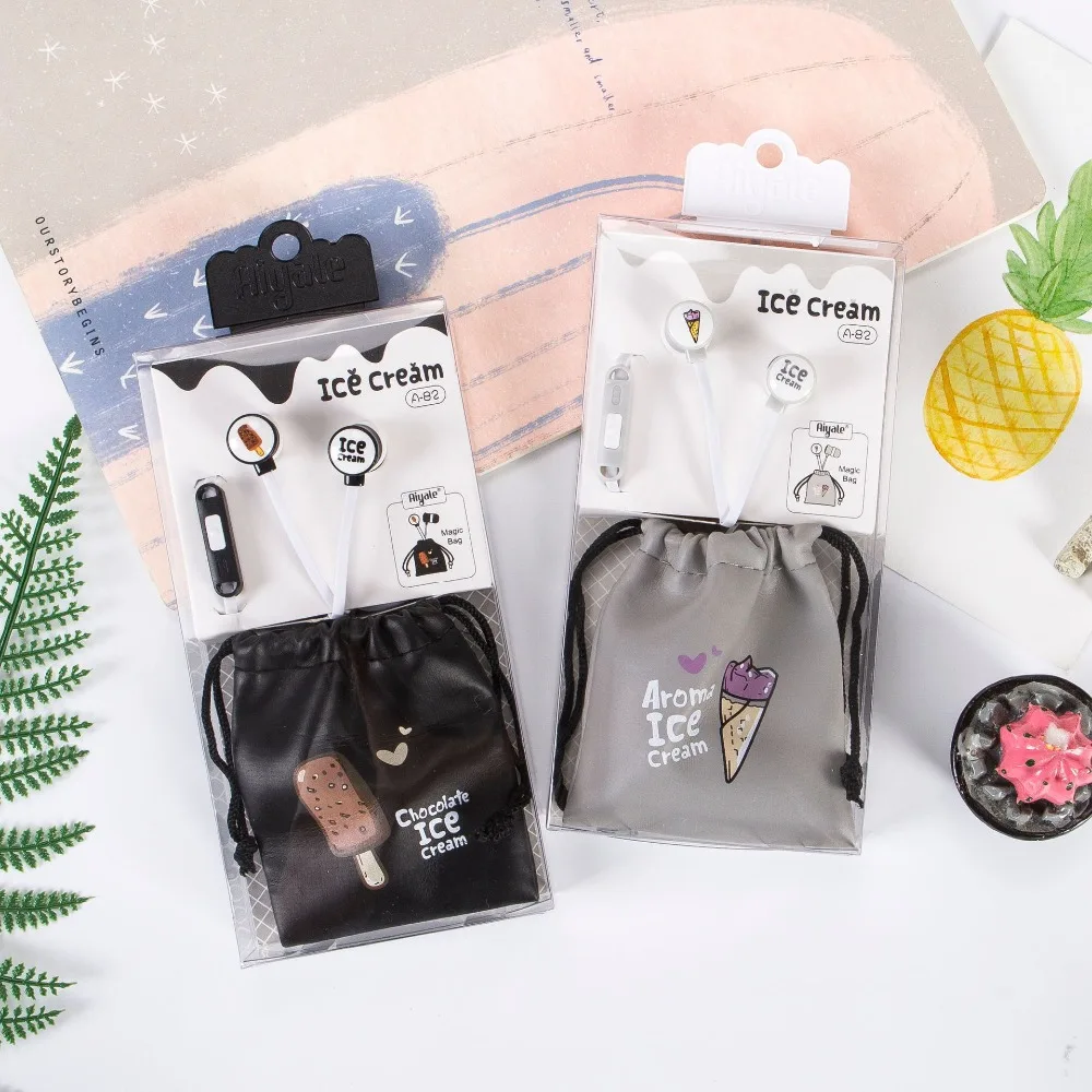 Стереонаушники вкладыши карамельных цветов с изображением мороженого 3 5 мм