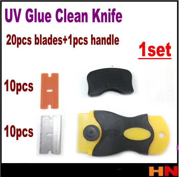 

1set Multifunction LOCA UV Glue Clean Tool Remover Scraper for iPhone for Samsung LCD Touch Screen Separation+20pcs Blade
