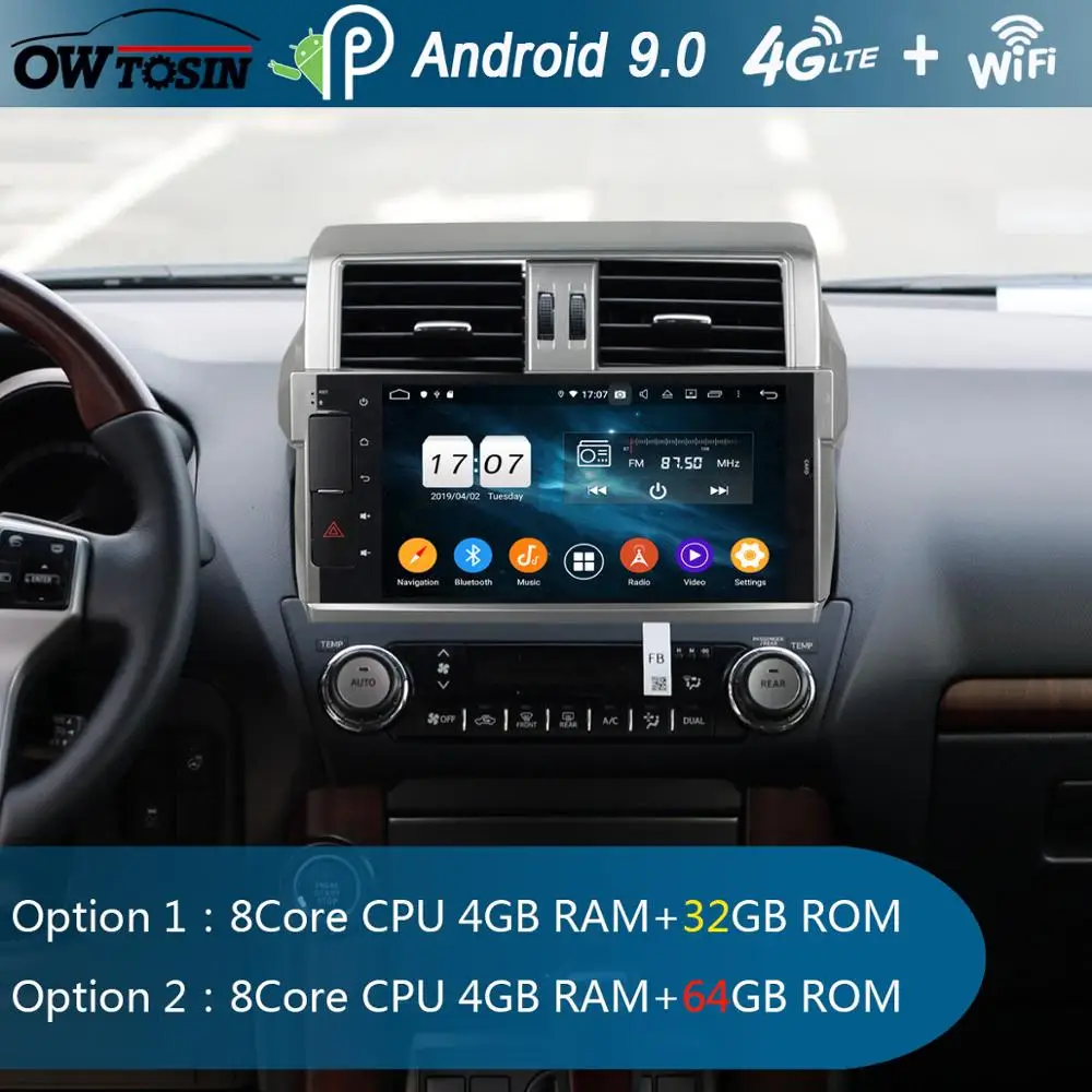 10 1 &quotIPS Android 9 0 Octa Core 4G RAM + 64G ROM Автомобильный DVD Радио GPS Navi для Toyota Prado 150 LC150 2014-2016 DSP