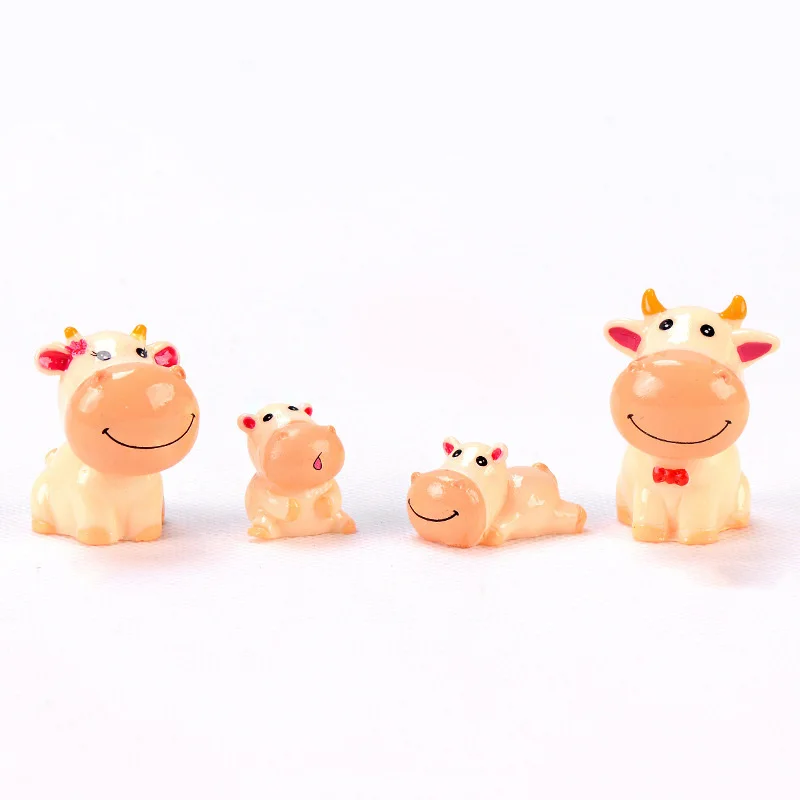

4/PCS Cute Cow Miniature Figurines Garden Room Home Decor Accessories Modern Adornos Para Casa Ornaments Home Fairy Garden Kids