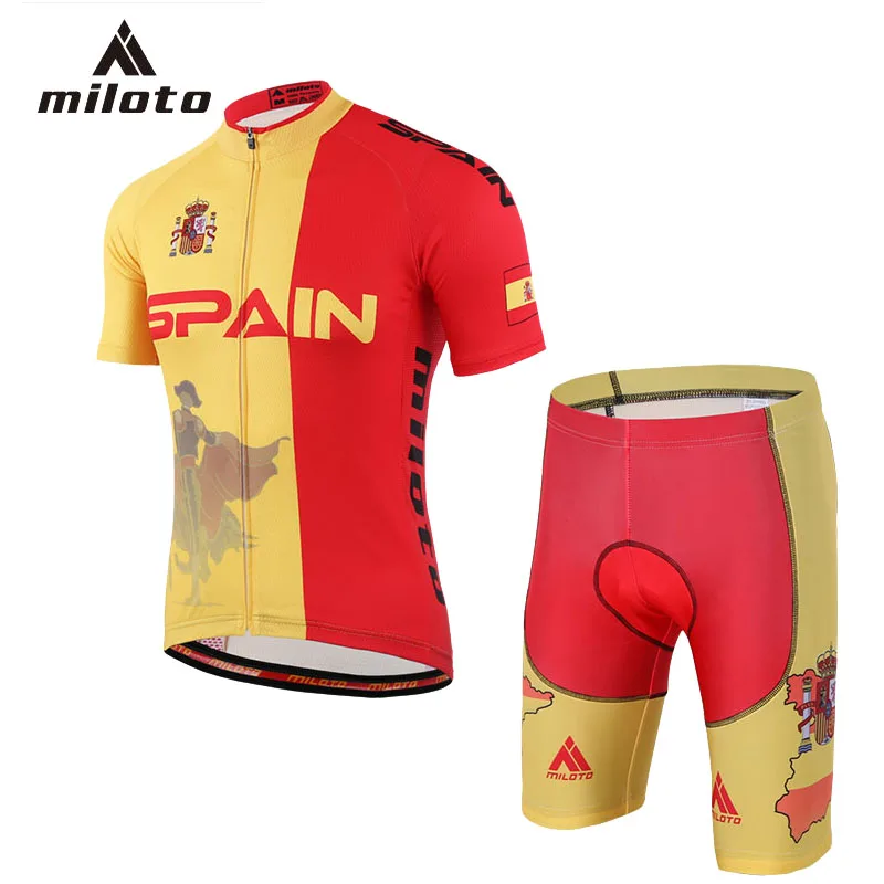 

Miloto Men's Jersey Suit 2018 Spanish Printed Mountain Bike Bike Breathable Shorts Clothing Ropa Ciclismo Bicicleta Maillot Set