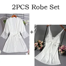 Свадебное платье для невесты, платье для подружки невесты, Комплект летних женских пижам из 2 предметов, Атласный халат, кимоно гейши, сексуальное кружевное платье юката M-XXL