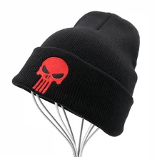 Каратель крутые черные черепа зимняя теплая шапочка для мужчин wo Скелет justiciro Castigador вязаная шапка для старших подростков мальчиков