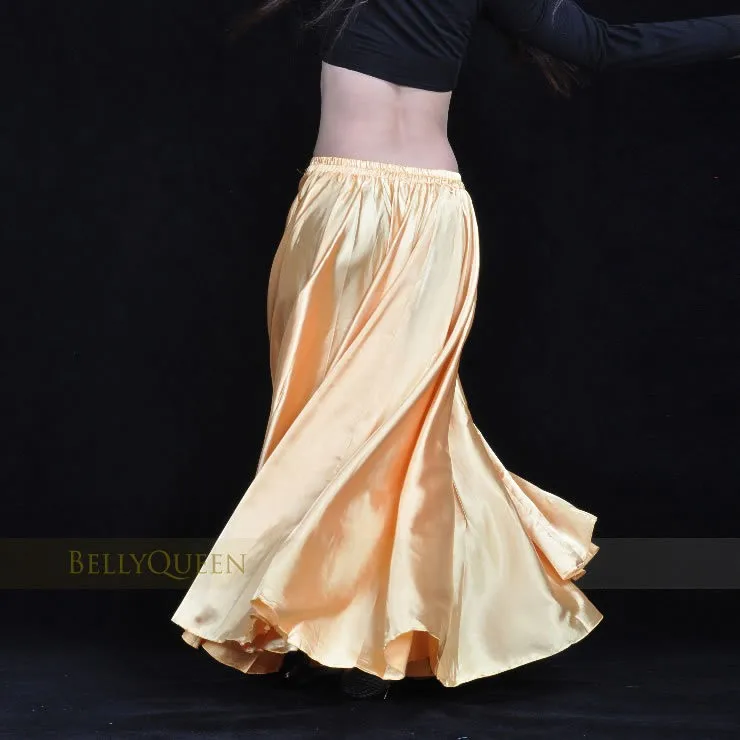 Блестящая атласная длинная испанская юбка, юбка для Танцев Живота, 14 цветов, доступны VL-310 - Цвет: Золотой