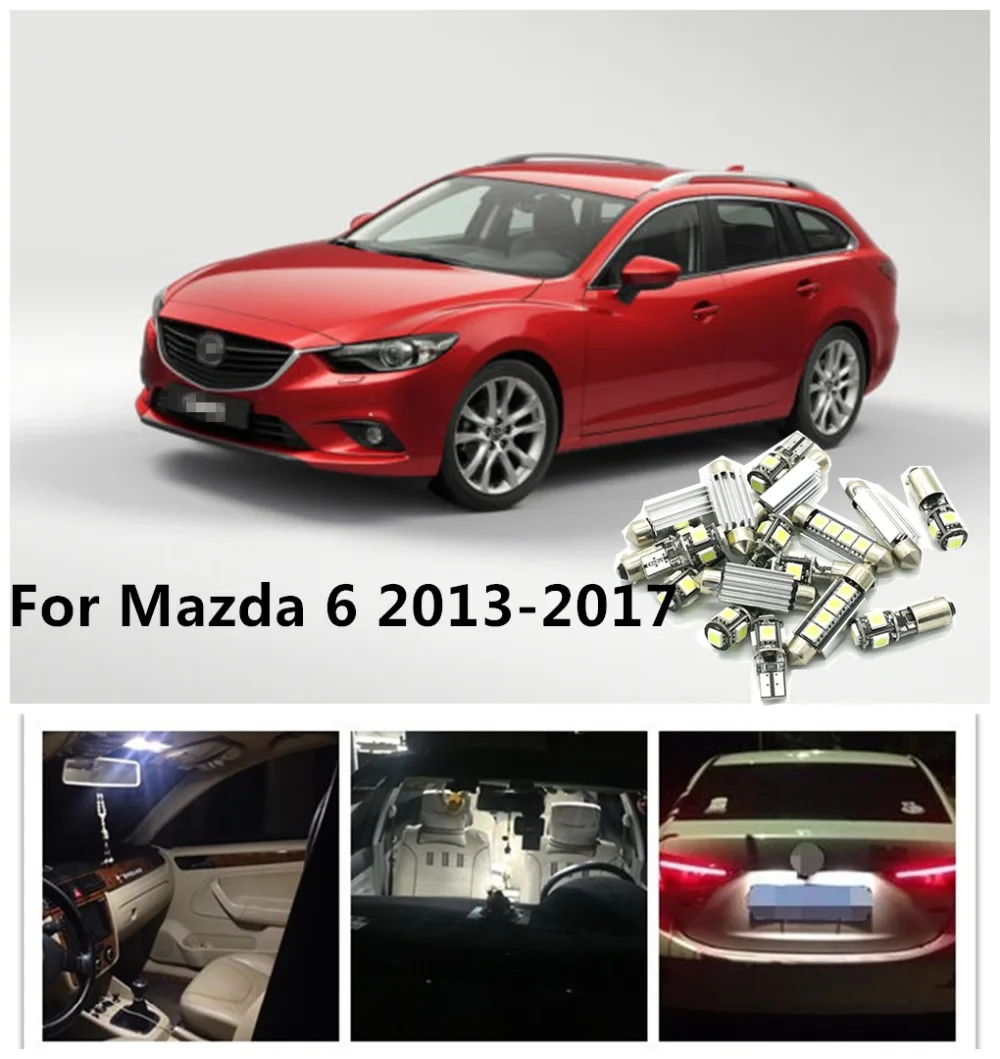 

360Lahl 13pcs White Car LED Light Bulbs Interior Package Kit For Mazda 6 2013-2017 Dome Lights License plate light Map