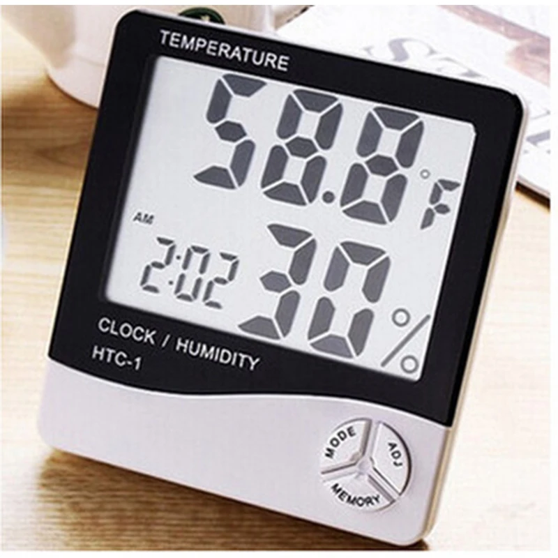 

Digital Room LCD Thermometer Electronic Temperature Humidity digitale Meter Hygrometer Weather Station Indoor Alarm Clock HTC-1