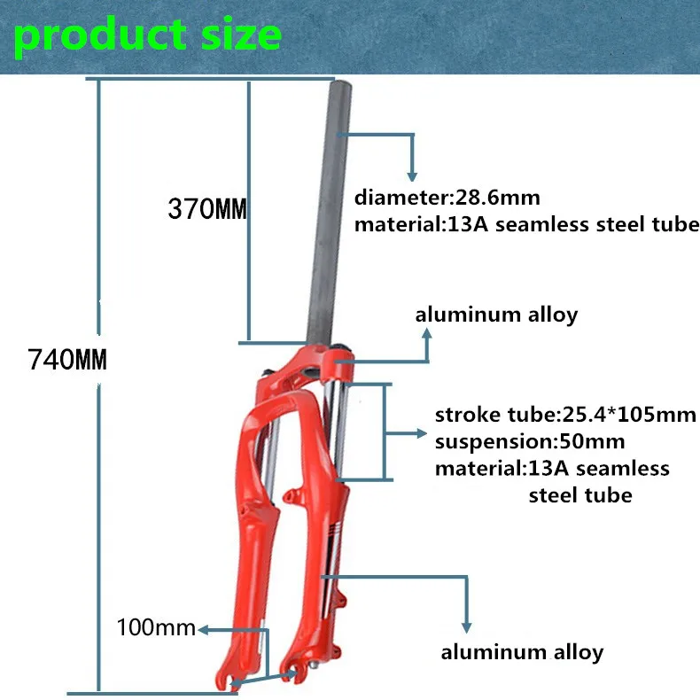 20 дюймов алюминиевый сплав Пружинная Вилка амортизатор подвеска складной велосипед 370 мм стойка труба/труба