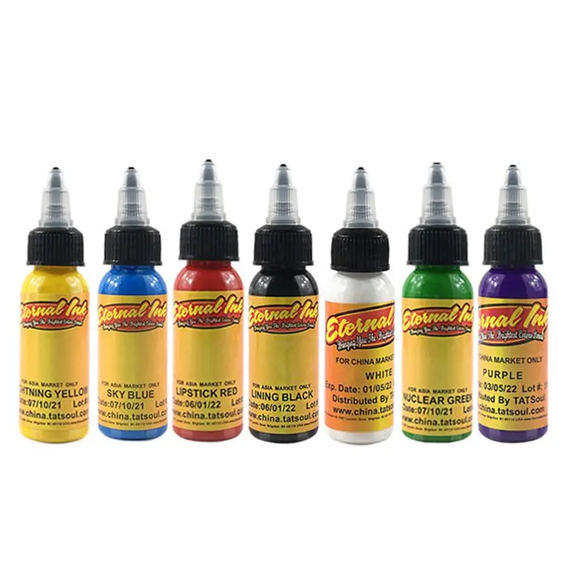 

30ml/bottle Tattoo Inks 7 Colors Tatto Pigment Inks For Body Tattoo Art DIY Fashion Makeup cosmetics