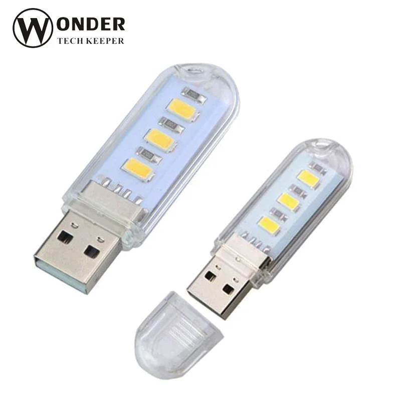 

5V LED usb lights 3leds/8leds usb nightlights portable camping usb lamp usb interface bulbs lights for notebook/power bank
