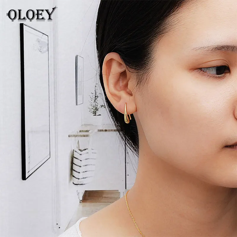 

OLOEY Pure 100% 925 Sterling Silver Drop Dangle Earrings for Ladies Girls Gold Plated Earring Brinco Fine Jewelry Gifts YME419