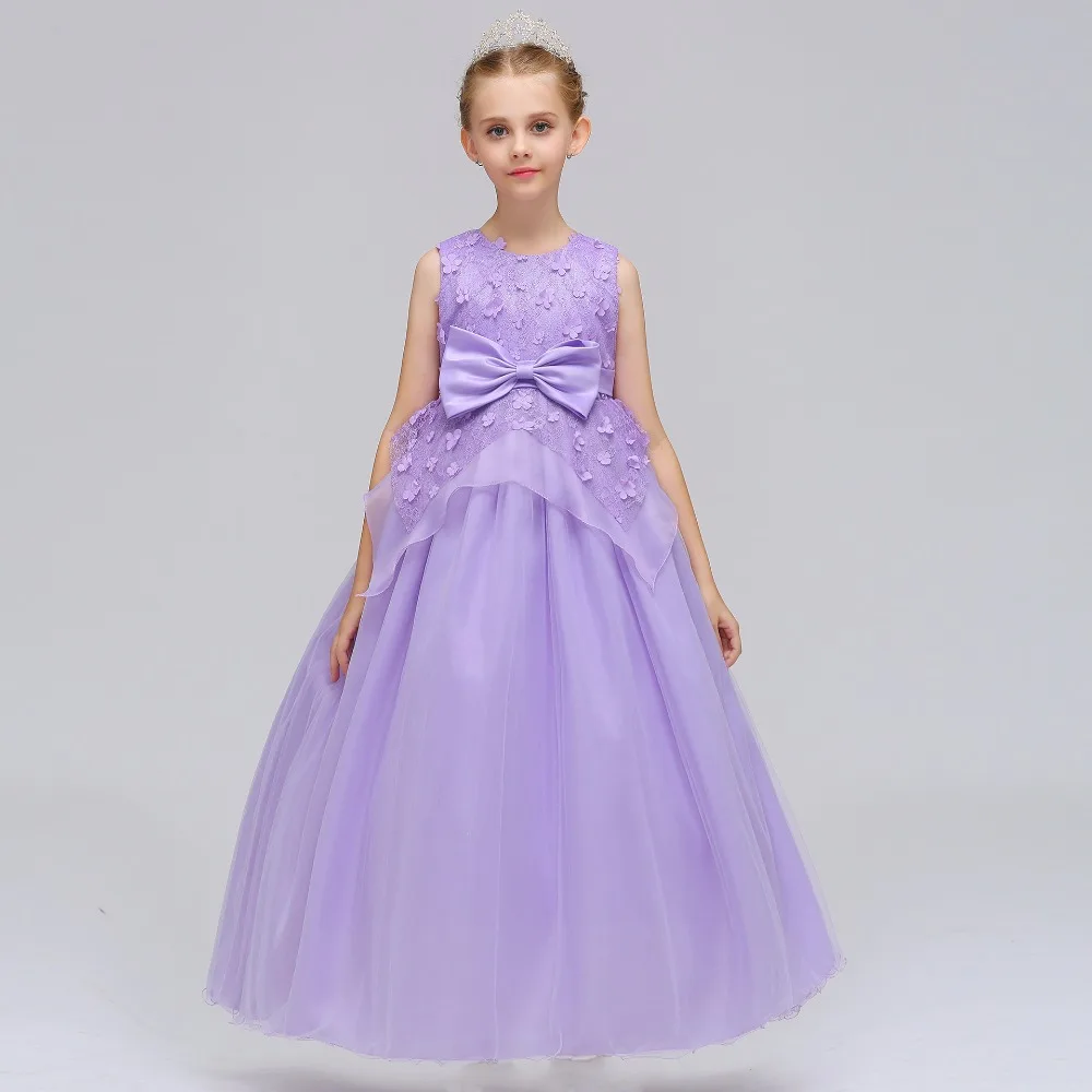 Для девочек в цветочек платья для Свадебная вечеринка формальное платье для маленьких девочек лозы аппликации с милым бантом 2019 новые