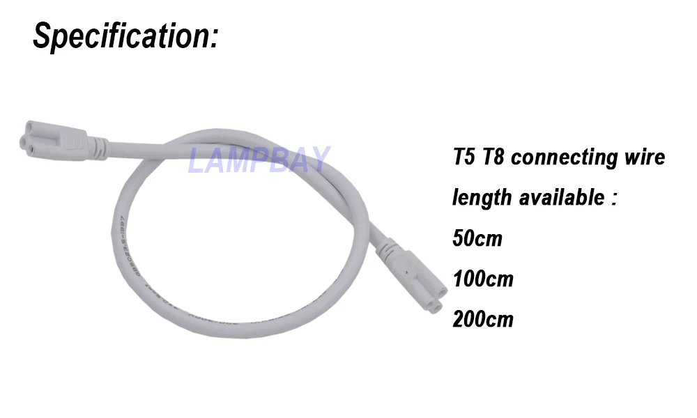 Price 4 200pcs T5 T8 Connecting Cable 30cm 50cm 100cm 150cm 200cm 3 pin socket Wire Connector for  LED Tube Light Integrated Fixture